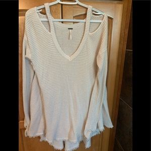 Free people waffle open shoulder top